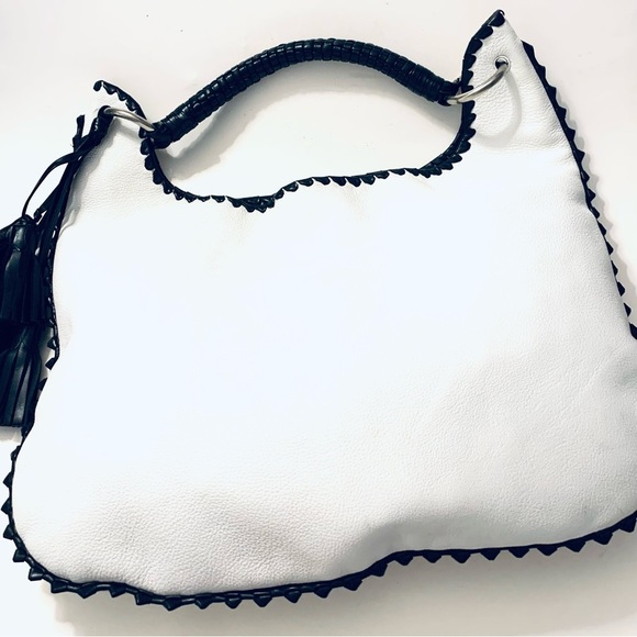 ANTHONY LUCIANO Authentic Leather 
Custom Made Hand Bag, Large White/Black - Picture 4 of 14